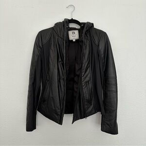 Blanc Noir Raw Black Leather and Down Jacket
